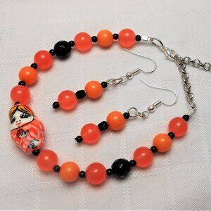 no 809 Handmade jewelry set with Matrioshka bracelet and earrings